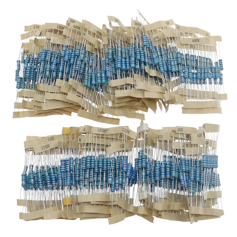 1/8W 1/4W 1/2W 1W 2W 3W 5W Metal Film Resistors Assortment Kit Set 1% 5 Color ring resistor pack