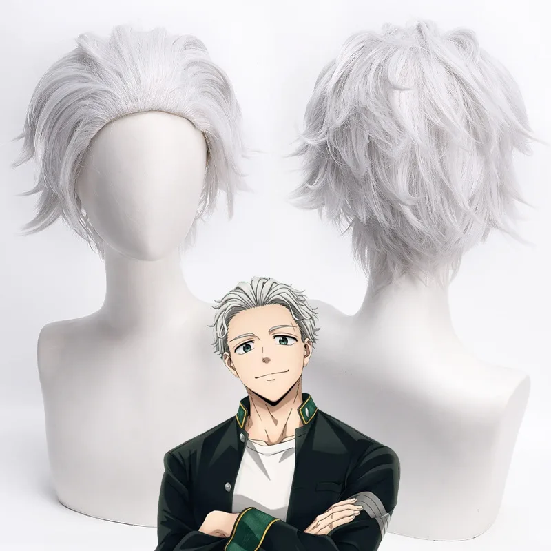

Synthetic Grey Cosplay Wig Wind Resistant Anime Style Silver Fiber Costume Party Heat Resistant Hair