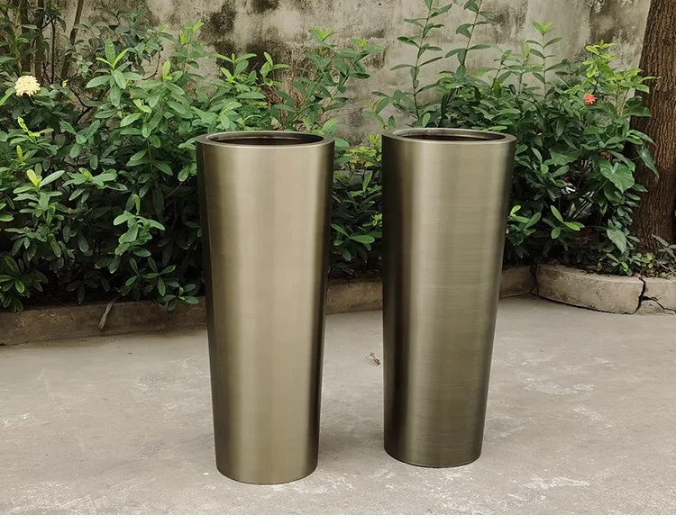 Home stainless Steel nordic Vase Bronze  Color Flower Pots Corten Steel Flower Planter