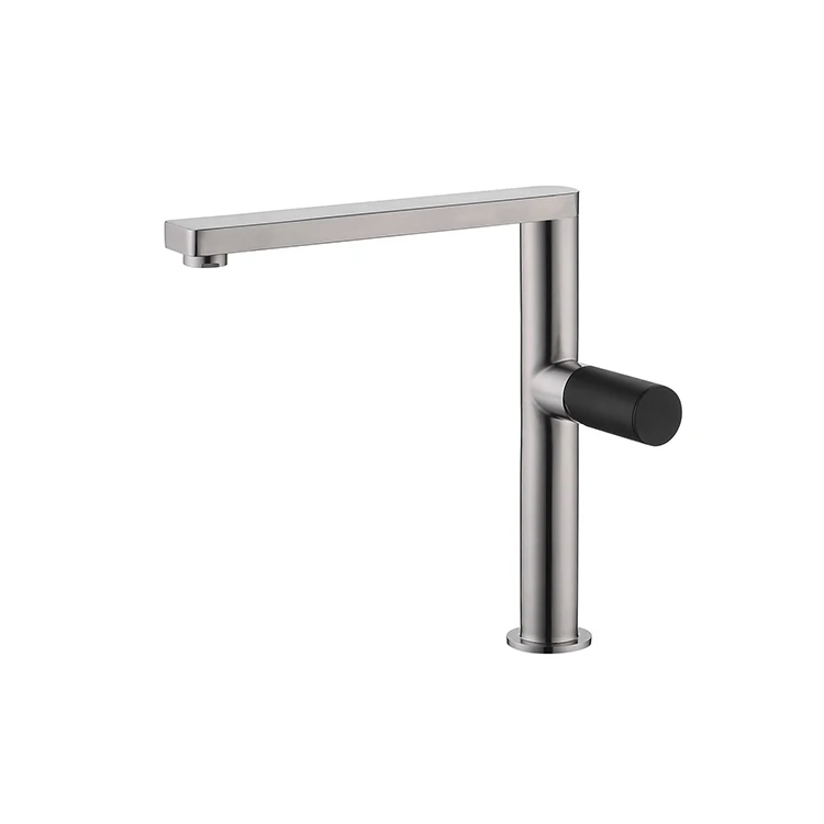 

Modern Single-Handle Kitchen Sink Faucet 360-Degree Swivel Spout Brushed Nickel Deck Mount Tap for Bathroom Use Direct Factory