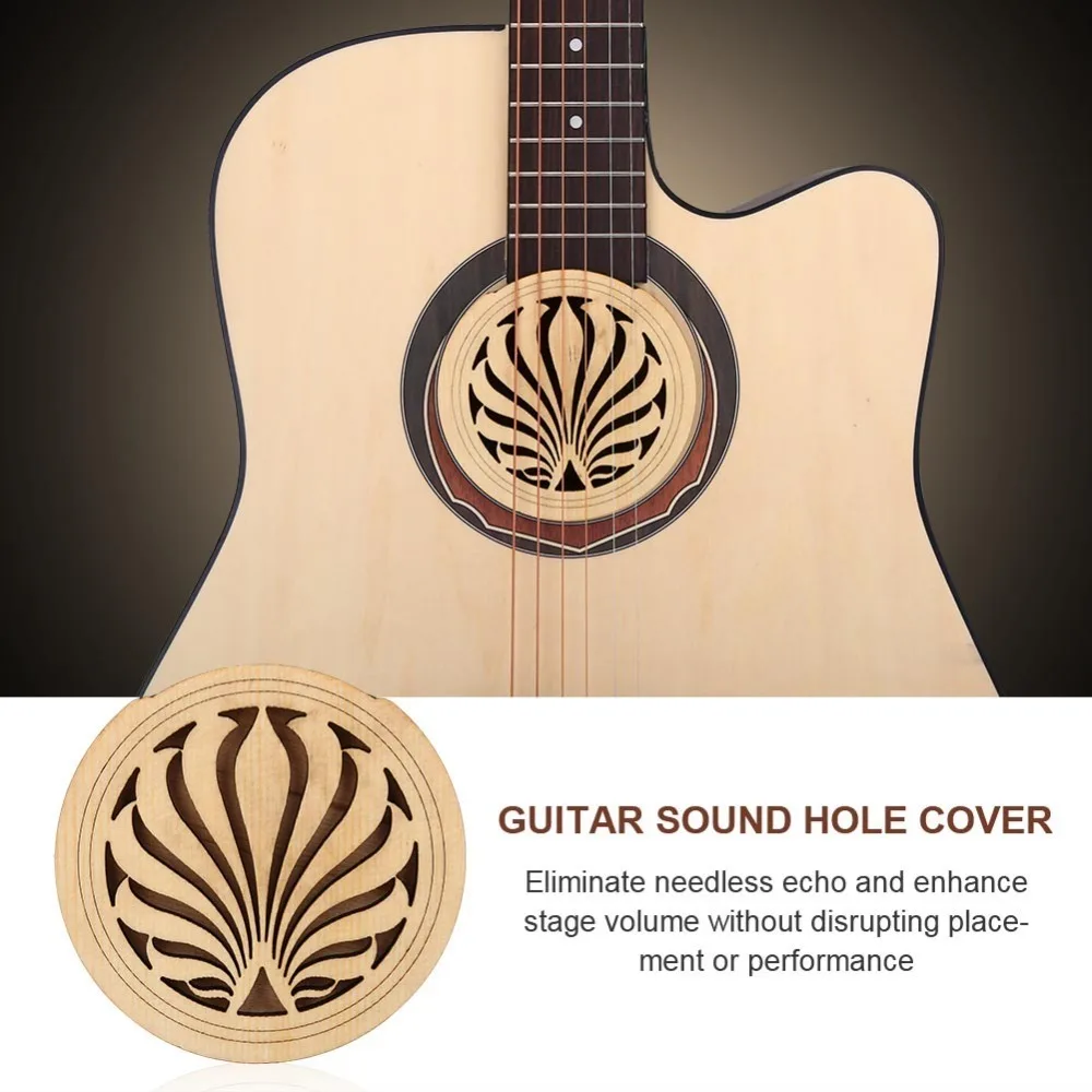 Wood ​Guitar Sound Hole Cover​ ​Window Grille ​Noise Control Function ​Sound Hole Protector​ ​Stage Volume Enhancer​
