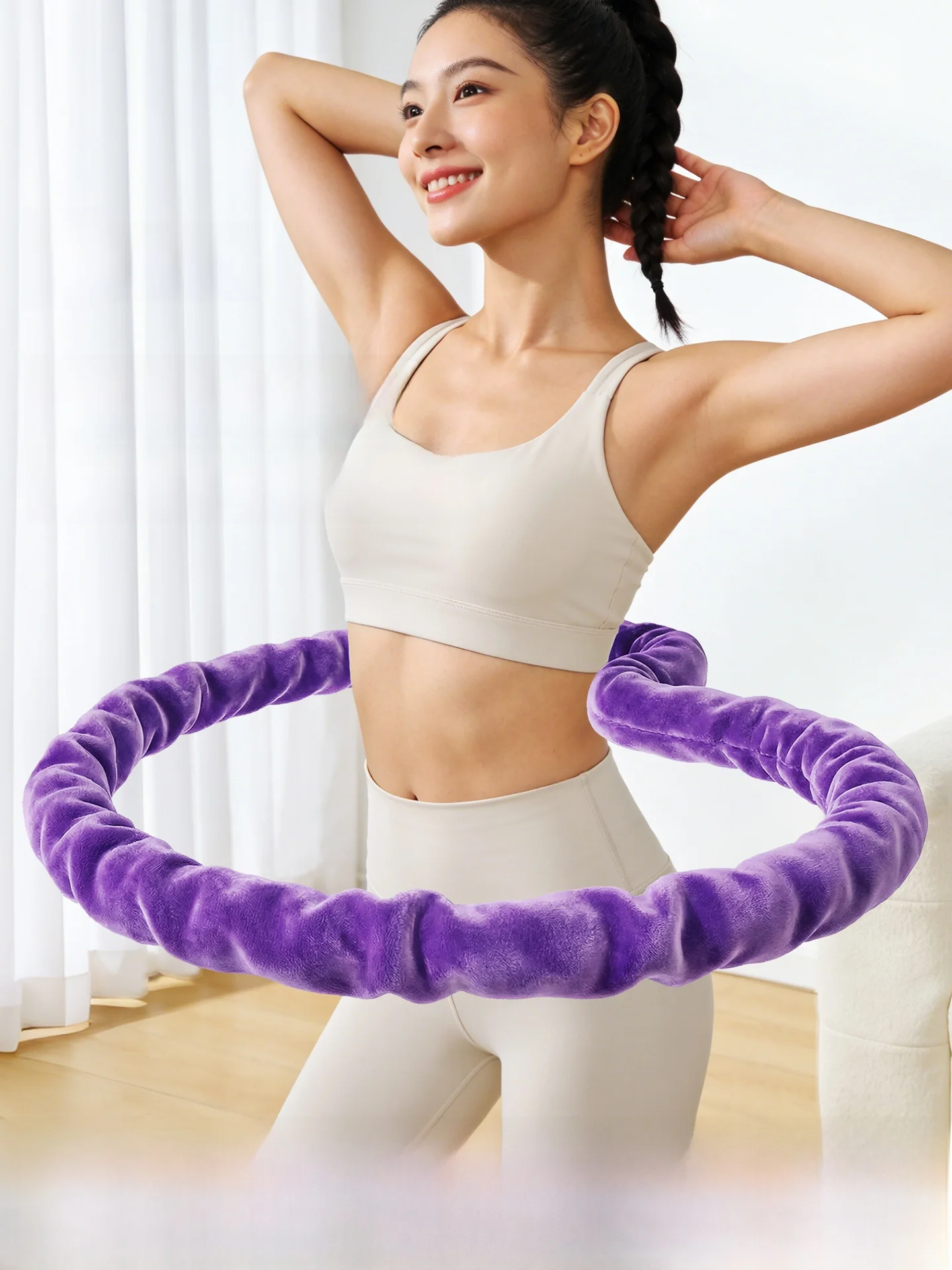 ソフトフラフープ-女性用-減量-腹痩せ-健康的な脂肪燃焼-フィットネス機器-滑り止め-調節可能-大人サイズ