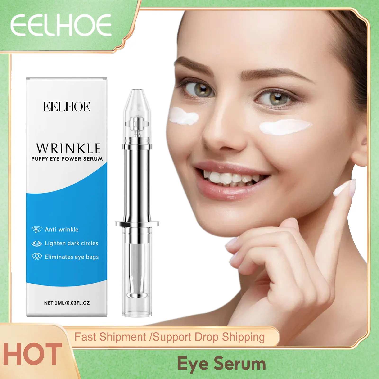 

EELHOE Hyaluronic Acid Eye Essence Lightening Dark Circles Remove Eye Bags Anti Puffiness Nourishing Lifting Eye Contour Serum