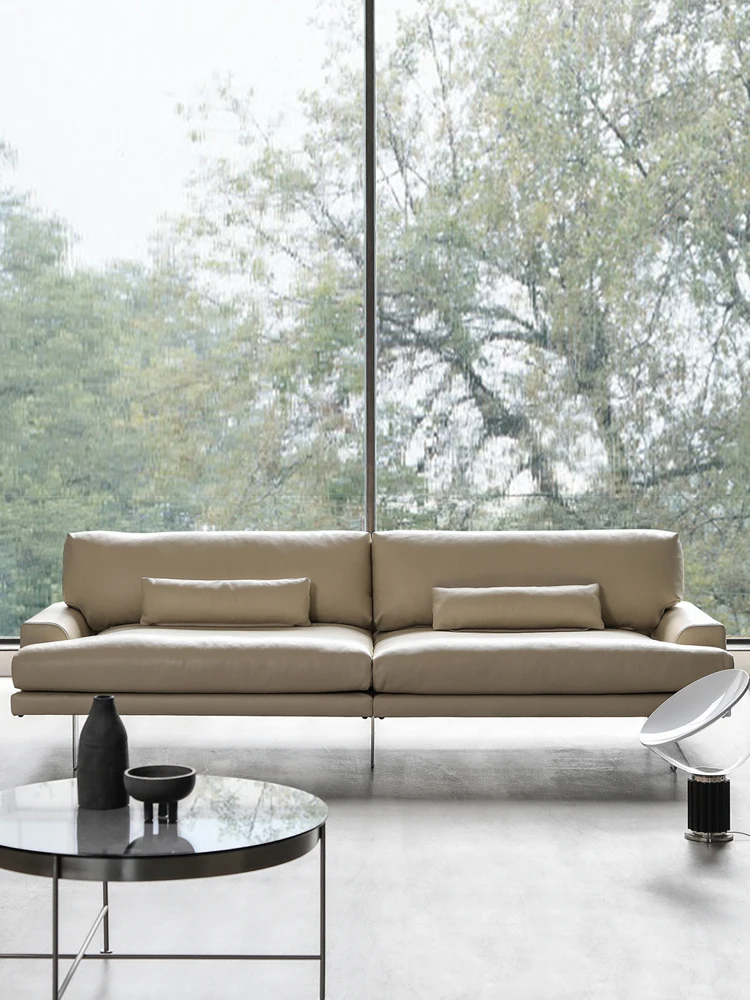 

Modern minimalist full leather sofa imported first layer cowhide Italian minimalist modern four-person