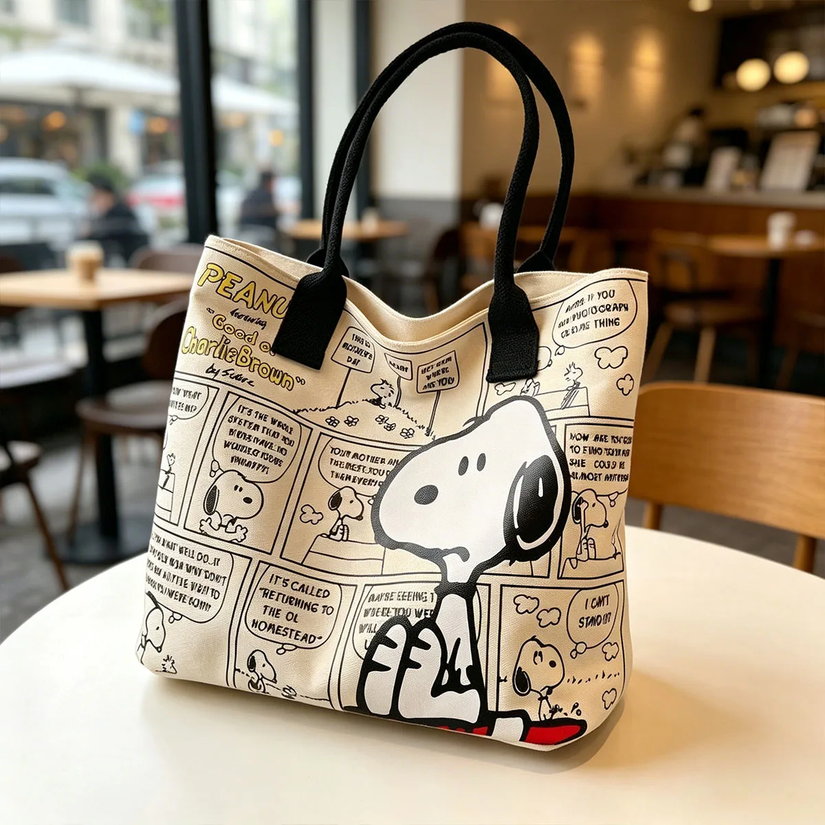Comic Canvas Tote Bag Large Capacity Zipper Bag Student Commute Shopping Eco Handbag Vintage Shoulder Bag Gift