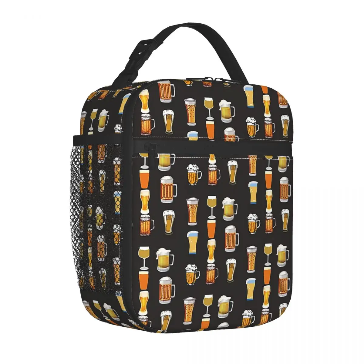 Beer Pattern Insulated Lunch Bag Thermal Bag Meal Container Boys Lover High Capacity Tote Lunch Box Food Handbags Office Outdoor