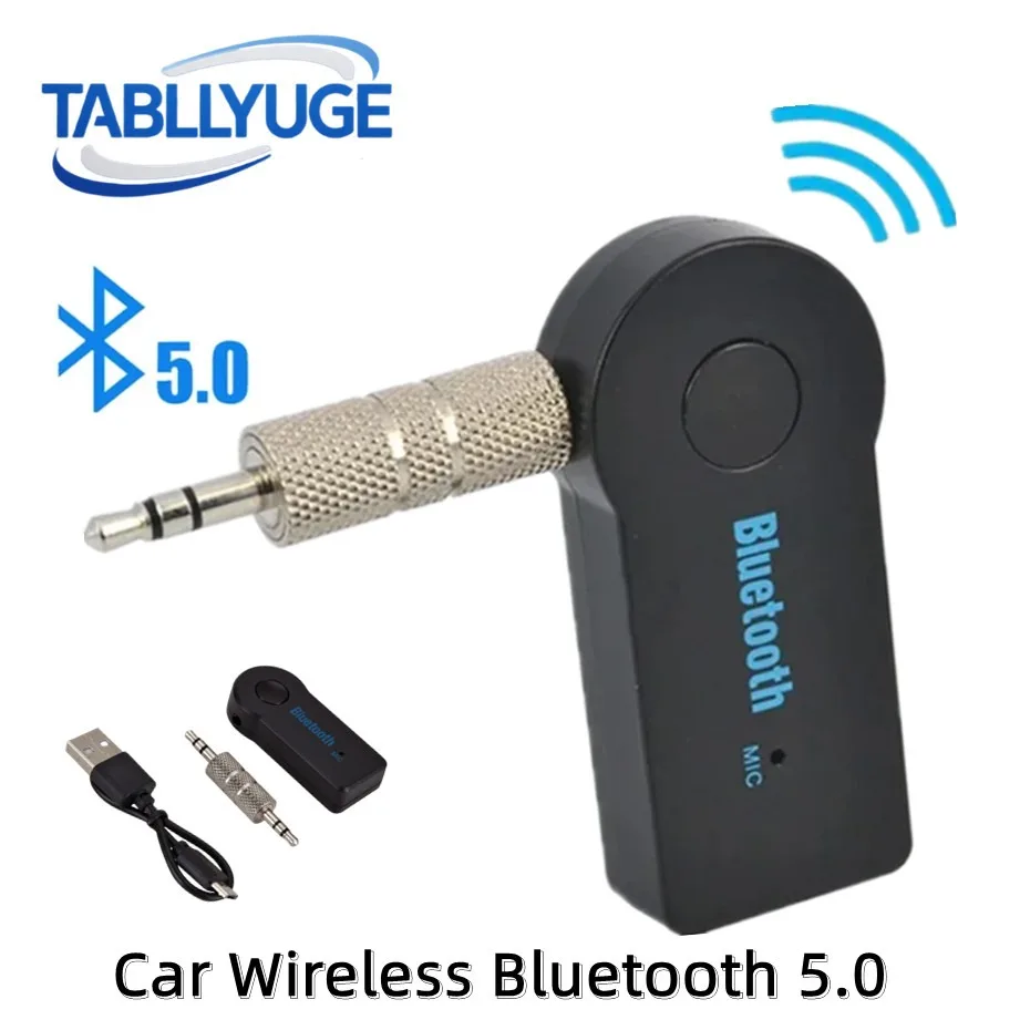 TABLLYUGE  Car Bluetooth Receiver Adapter 3.5mm  AUX Jack Stereo Audio Car Kit Transmitter Speaker Wireless Bluetooth Adapter