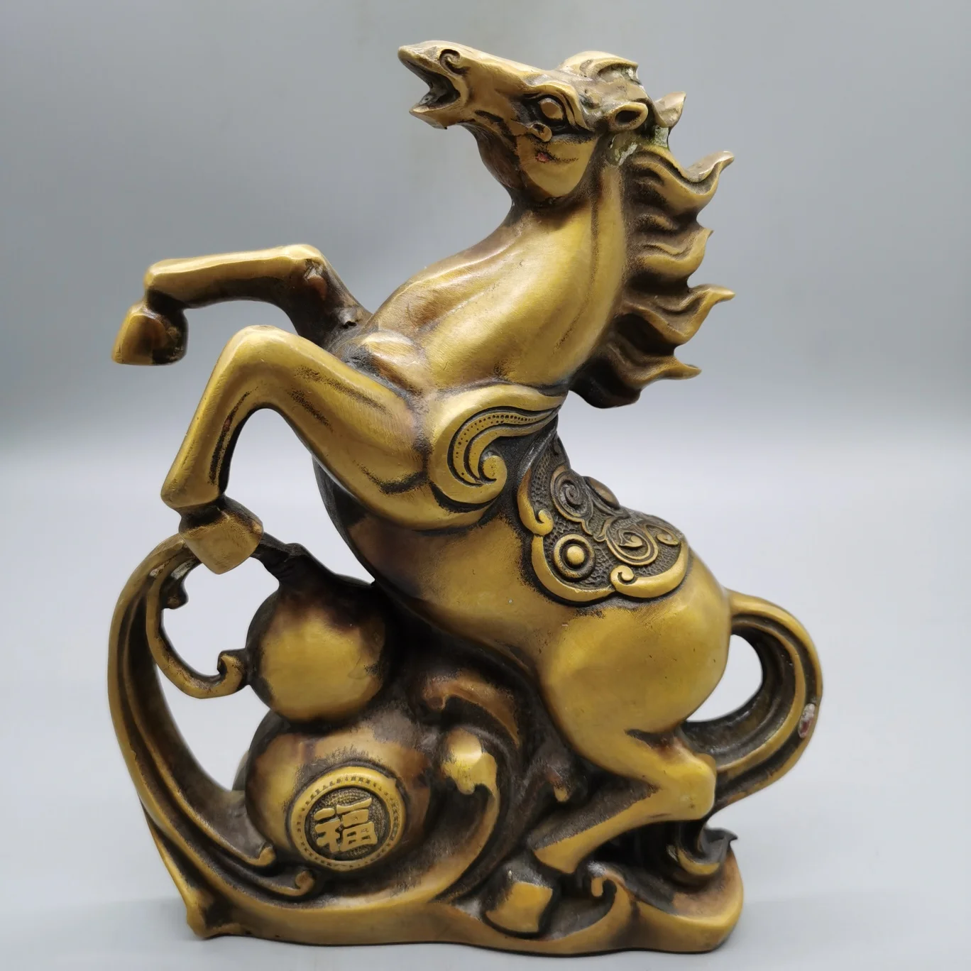 

Chinese Collect Brass Sculpture Get Rich Good Luck Horse Metal Crafts Home Decoration#3