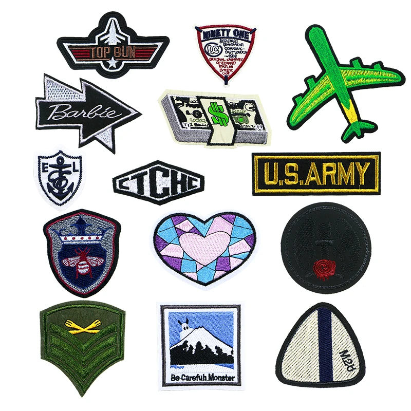 US ARMY Rank Anchor Mountain Bee Dollar Airplane Icon Embroidery Applique Patch For Clothing DIY Iron on Badges on the Backpack