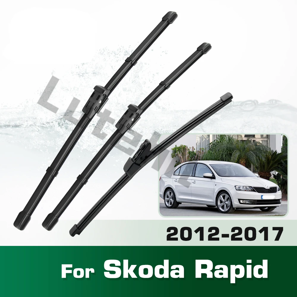 Scheibenwischer LHD Vorne und Hinten Wischerblätter Set Für Skoda Rapid 2012 - 2017 Windschutzscheibe Windschutzscheibe Fenster Bürsten 24 "+ 16" + 16"
