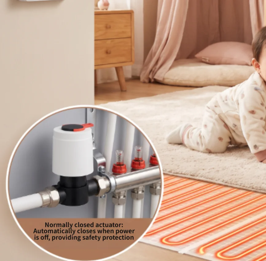 Normally Closed Electric Thermal Actuator For Underfloor Heating TRV Thermostatic Radiator Valve Temperature Actuator