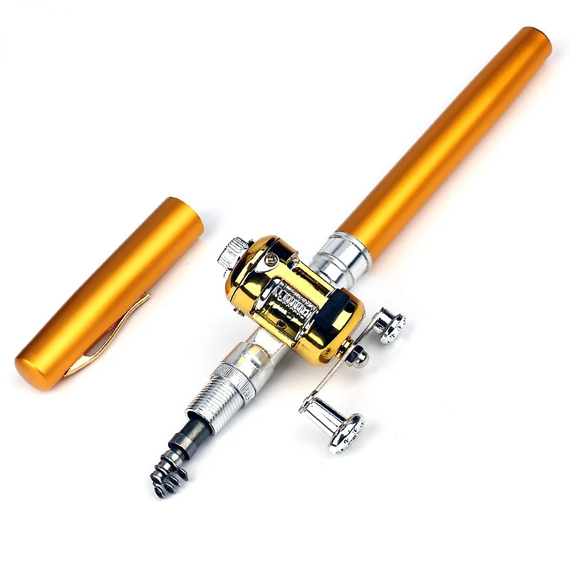 Portable Pocket Telescopic Mini Fishing Pole Pen Shape Folded Fishing Rod With Reel Wheel Fishing rod