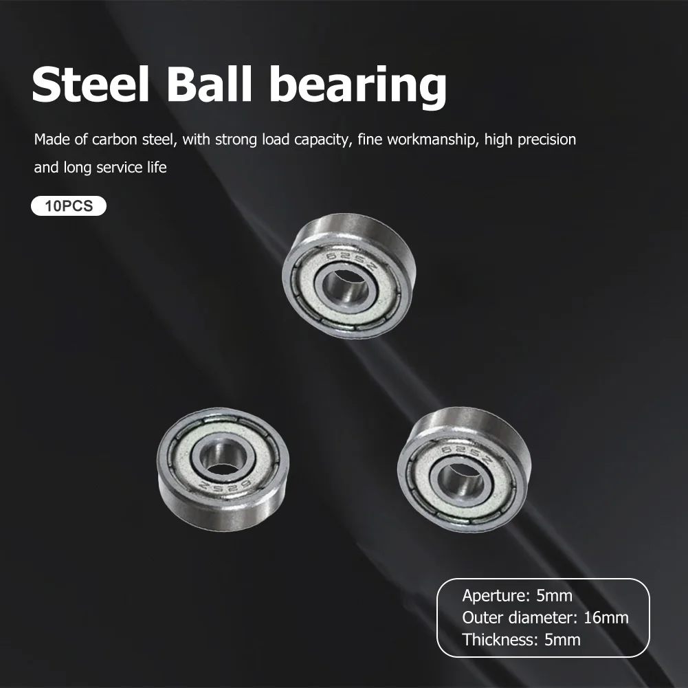 10pcs Shielded Bearing 5x16x5mm 625ZZ Silent Small Bearing Deep Groove Pulley Wheel Bearing Carbon Steel for Skateboard Scooter
