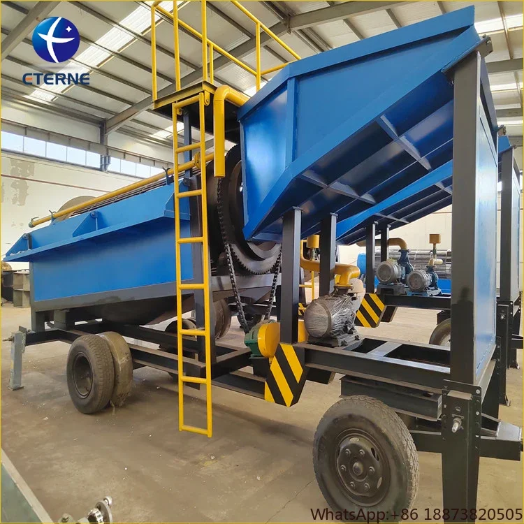 Alluvial Gold Ore Processing Plant Rotary Trommel Screen Washing Plant With Shaking Table for Gold