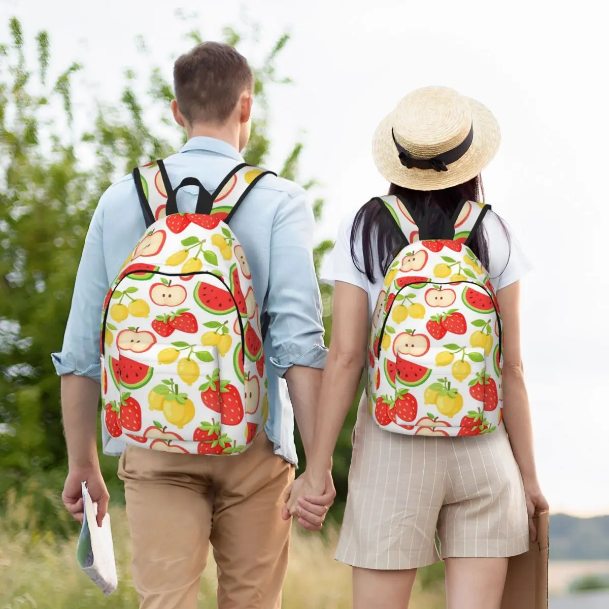Watermelon Strawberry Apple Backpack Student BookBag Children School Bag Laptop Shoulder Bags for Men Women