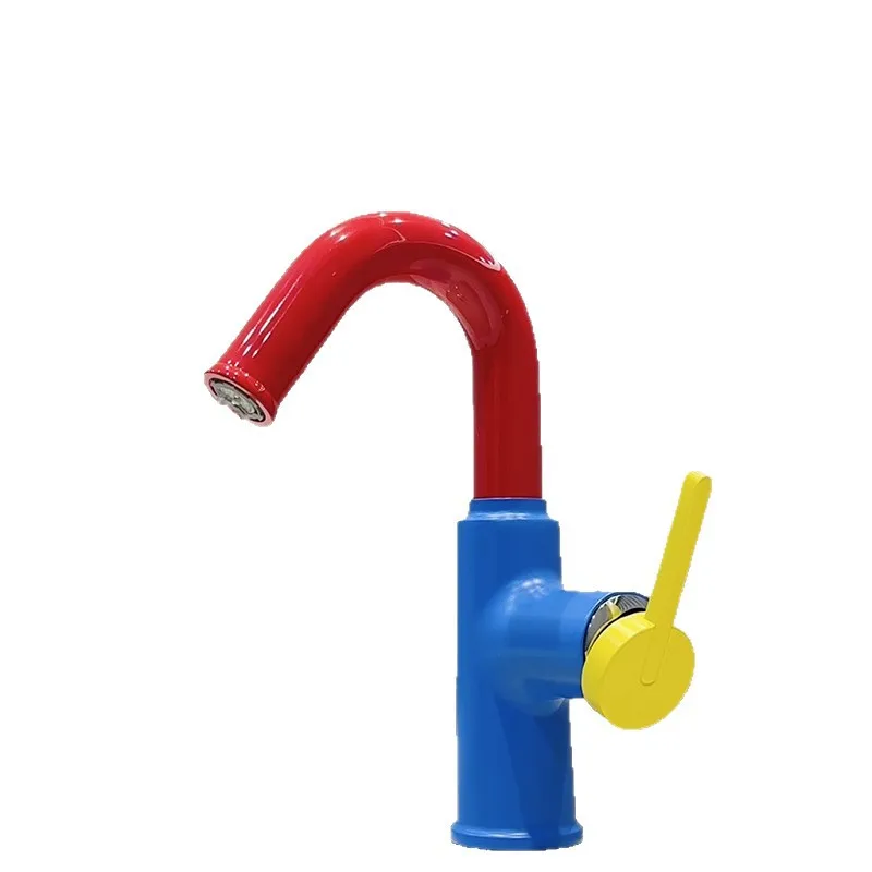 Huniu Bathroom Faucets Brass Basin Mixer Sink Faucet Gourmet Basin Faucet Washbasin Tapware Hot Cold Water Tap Red Yellow