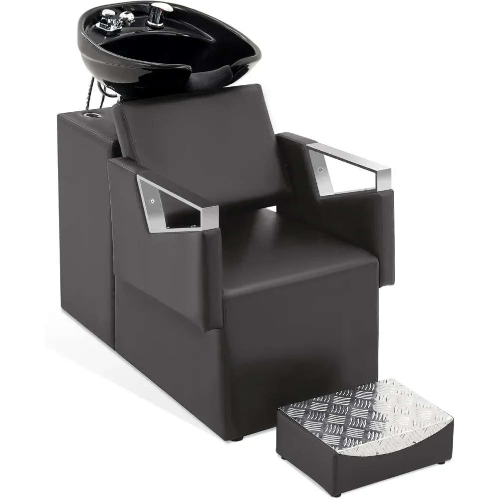 Shampoo Barber Classic Chair, Ceramic Shampoo Bowl Sink Chair Station for Spa Beauty Salon 9080