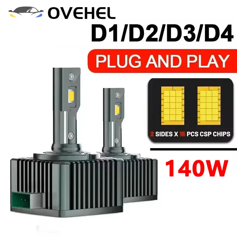 

LED Headlight Bulbs D2S D2R D1S D1R Super Bright 2 PCS D3S D4S D3R D4R LED Car Light 140W 30000LM 6000K Cold White 12V