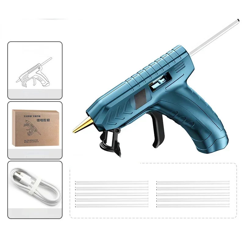 3.6V Lithium Ion Cordless Melting Glue Gun Hot Glue Gun + 10pcs Glue Sticks for Arts & Crafts Projects, Sealing, Quick Repair