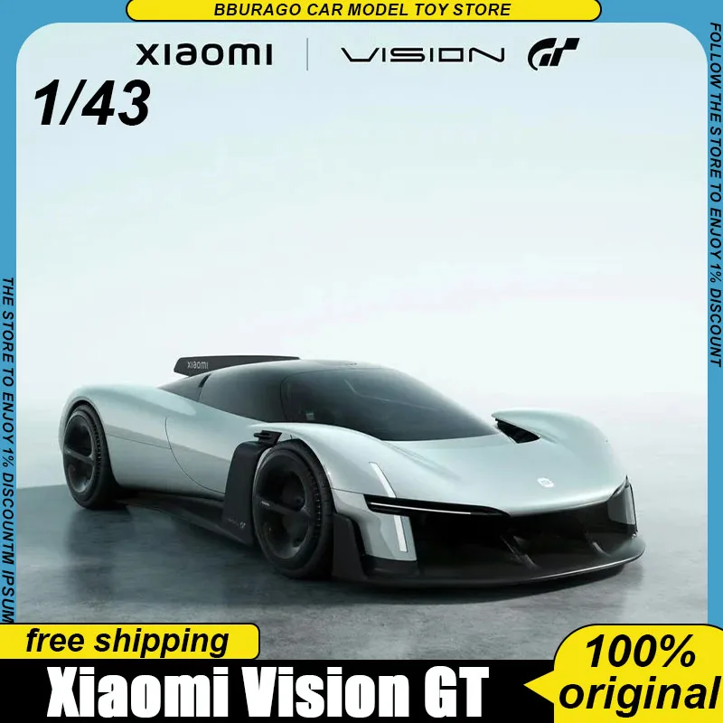 

In Stock Xiaomi 1:43 Vision Gt Diecast Model Gran Turismo Collaboration Concept Car Replica With Display Base Collectible Toys