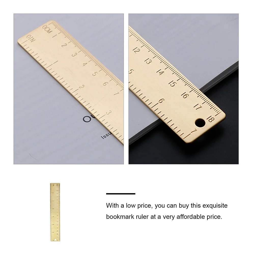 Brass Straight Ruler 15Cm Double Scale Measuring Tool Bookmark For Drawing Drafting Supplies Retro Metal Gold Ruler Instrument
