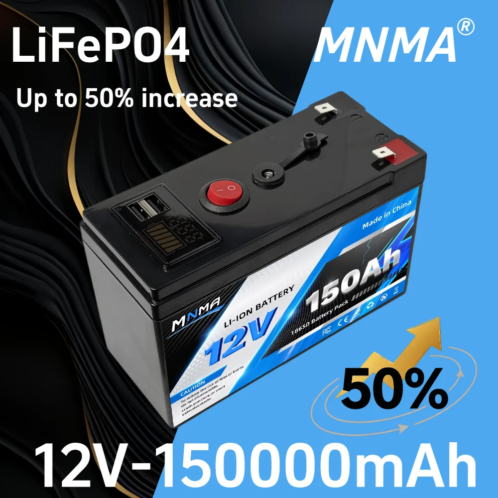 

Аккумулятор MNMA 12V 150Ah LiFePO4, литиевая батарея 12.8V для автодомов, кемперов, гольф-каров, внедорожников, автономных систем, солнечных и ветровых электростанций