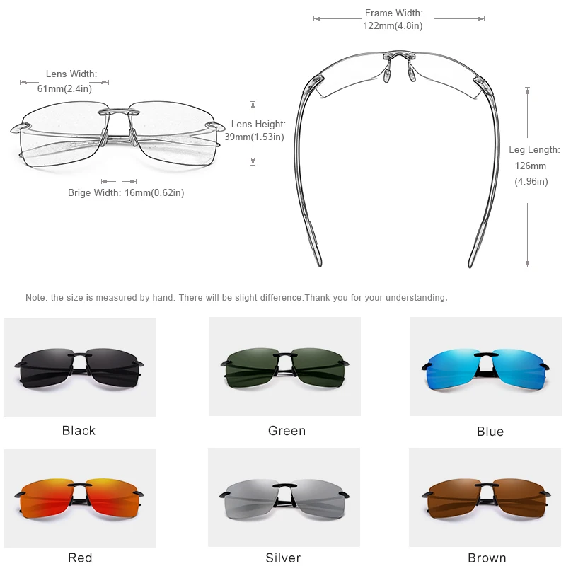 KINGSEVEN TR90 modne spolaryzowane okulary mężczyźni Ultralight wysokiej jakości kwadratowe bezramowe óculos Gafas okulary przeciwsłoneczne blokujące UV — zdjęcie 6