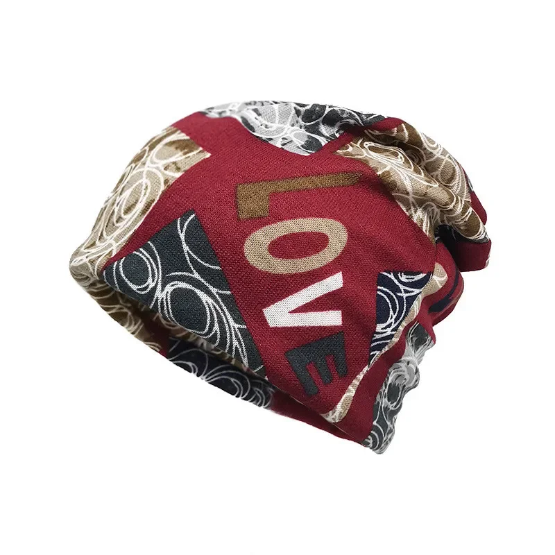

LDSLYJR Four Seasons Cotton Print Thicken Knitted Hat Warm Skullies Cap Beanie Hat For Men and Women 14