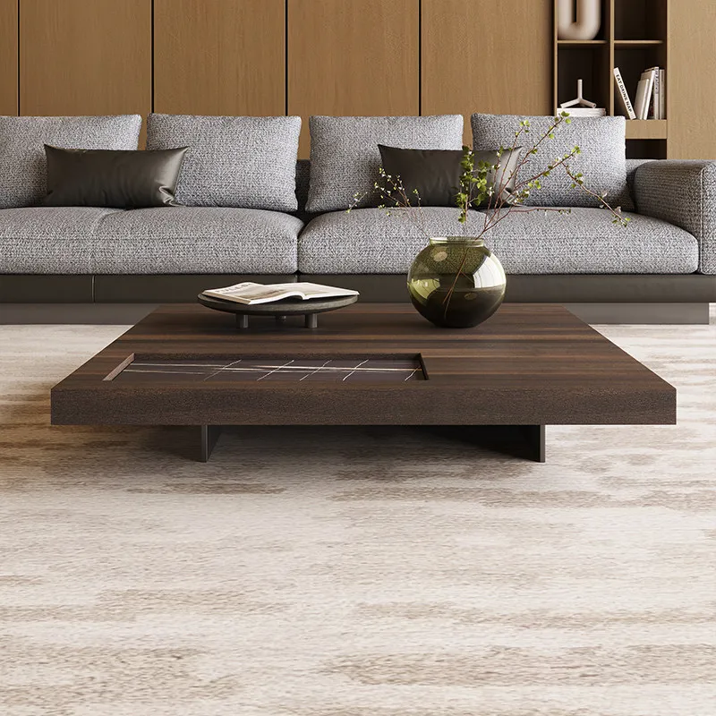 

#% Minimalist Solid Wood Square Coffee Table Modern Living Room Medieval Vintage Style SG020 Model Home Furniture