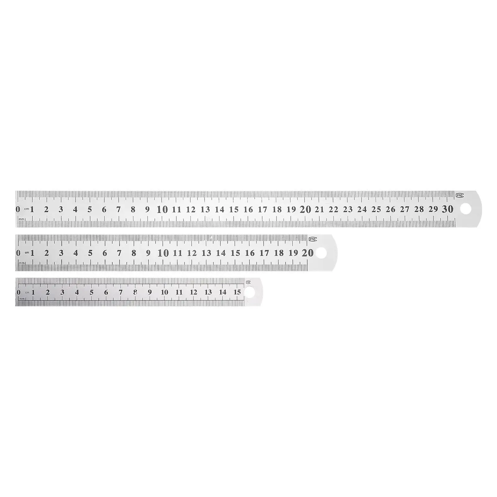 3 Pcs Thickened Stainless Steel Ruler Kitchen Engineer Scale Clear Meter for Binder Office