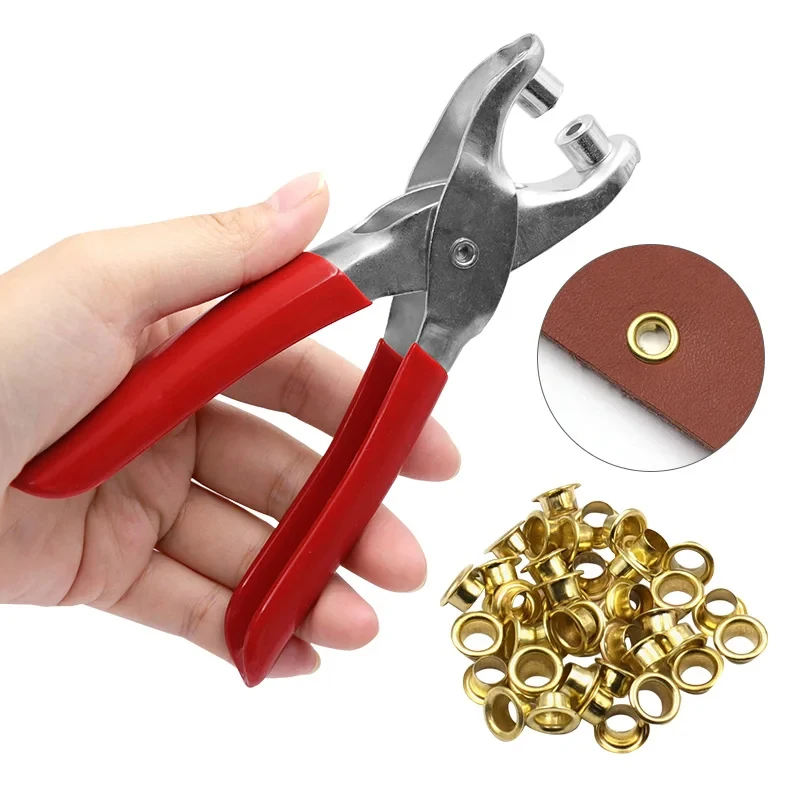 Kit di pinze per occhielli con occhiello per attrezzi a doppio scopo, Kit di pressa a mano per occhiello portatile/perforatore per pelle/cintura/scarpe/panni