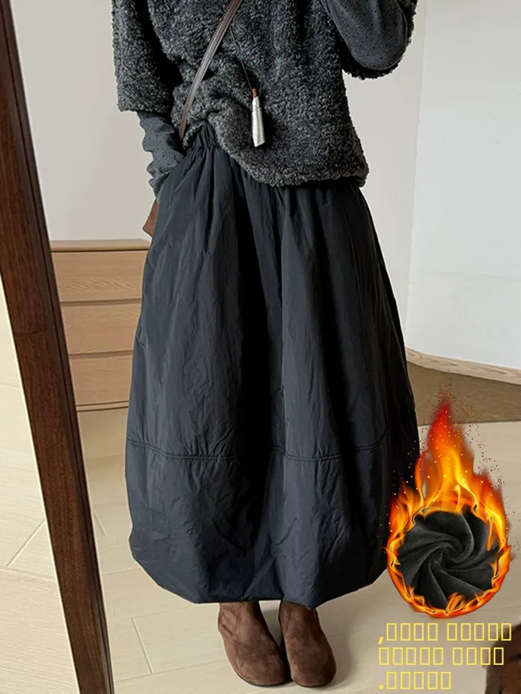 

Модная юбка-бутон из хлопка для женщин, зима 2026, новая теплая универсальная юбка с высокой талией, свободного кроя, повседневная, с цветочным узором.