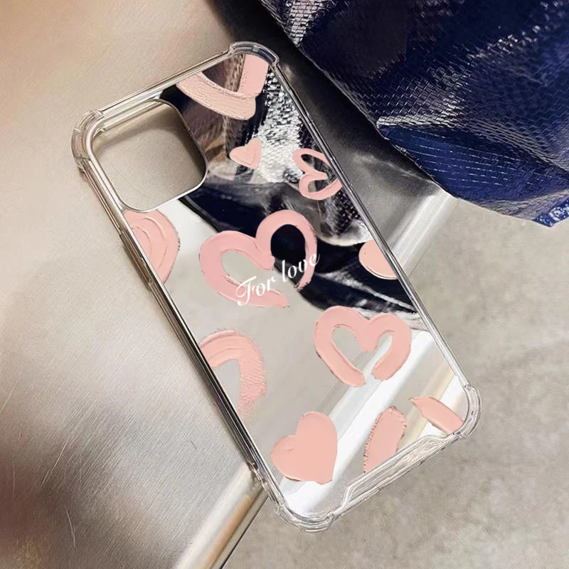 Cute Mirror Face Love Heart Pattern Case For Samsung Galaxy S25 S24 S23 S22 S21 Ultra Plus FE A06 A14 A23 A36 A52 A55 A56 Cover