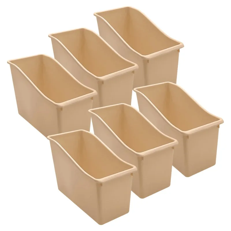 Plastic Book Bin, Light Brown, Pack of 6, desk organizer, desk accessories