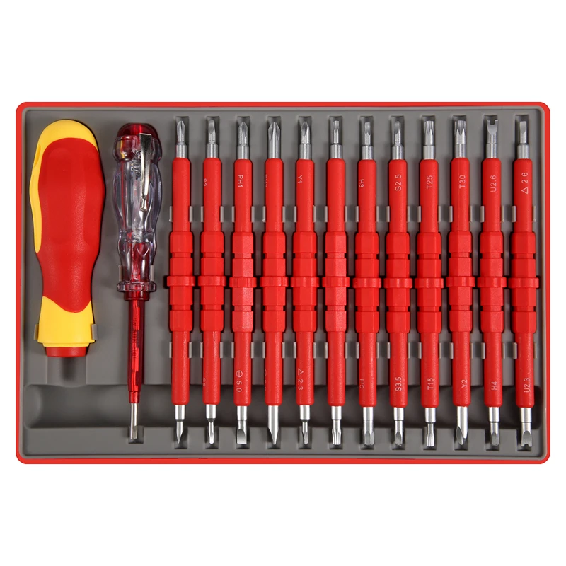 26-Piece 1000V Professional Electrical Screw Driver Set Tools Accessory Part For Man With Case