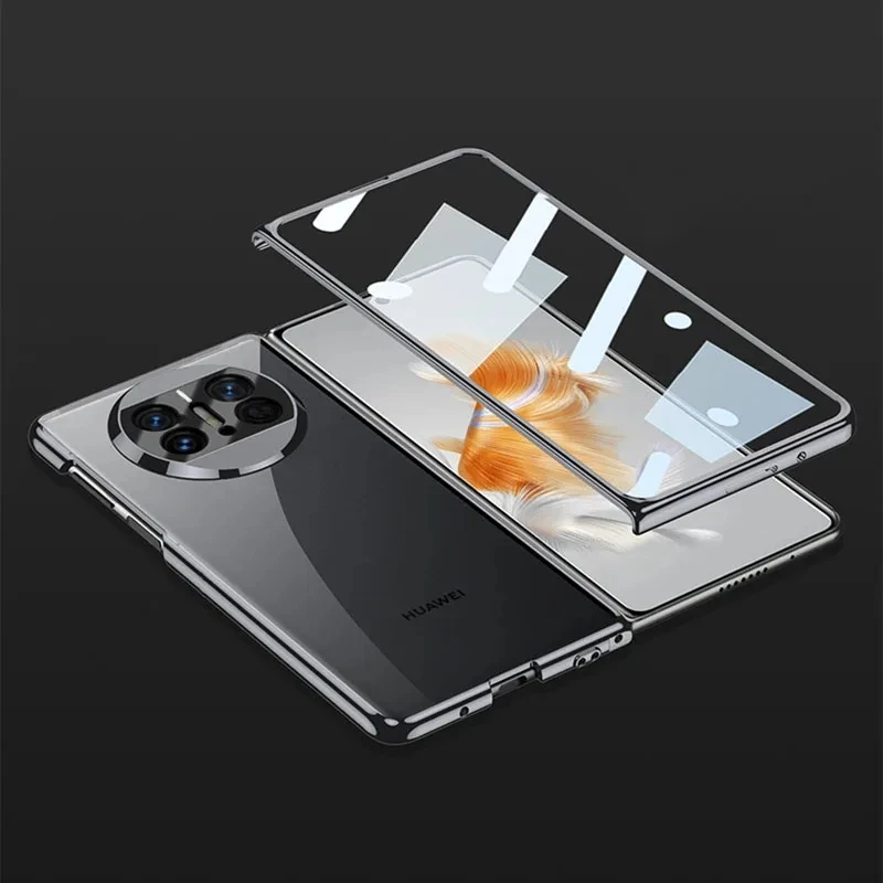 2024 Luxury Transparent Plating Case For Huawei Mate X3 With Glass Film Protective Plastic Hard Cover For Huawei Mate X3 Case