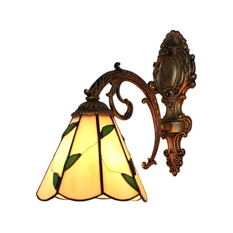 

Retro Pastoral Stained Glass Hotel Mirror Front Light Bar Dining Room Bedroom Balcony Corridor LED Tiffany Wall Light