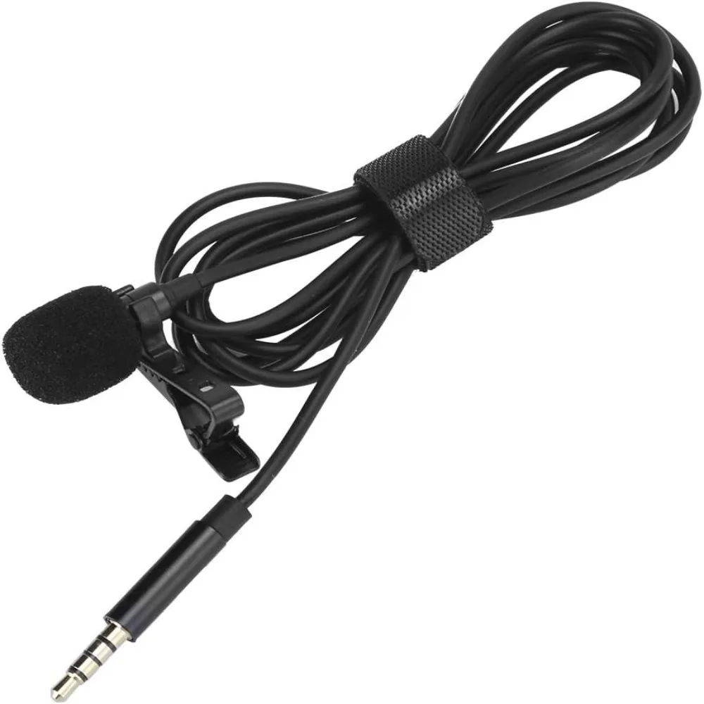 3.5mm Lavalier Microphone 4.9FT Cable Length Ultra Low Profile Lapel Microphone Clip On Microphone Voice Recording