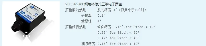 Wislink SEC345 Electronic Compass 40 ° Angle Compensation 3D Electronic Compass RS232