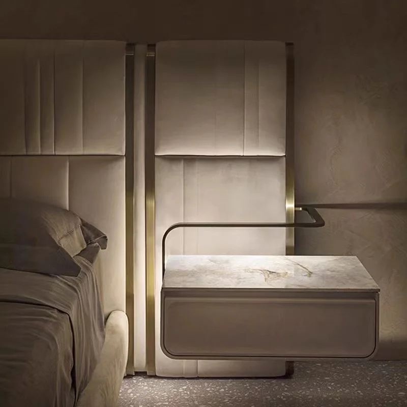 سرير حديث للمراهقات، مقابض ليلية فريدة من نوعها للفتيات المراهقات، سرير فاخر كريمي، غرفة نوم رئيسية، تخزين، أثاث منزلي من Mobili Per La Casa