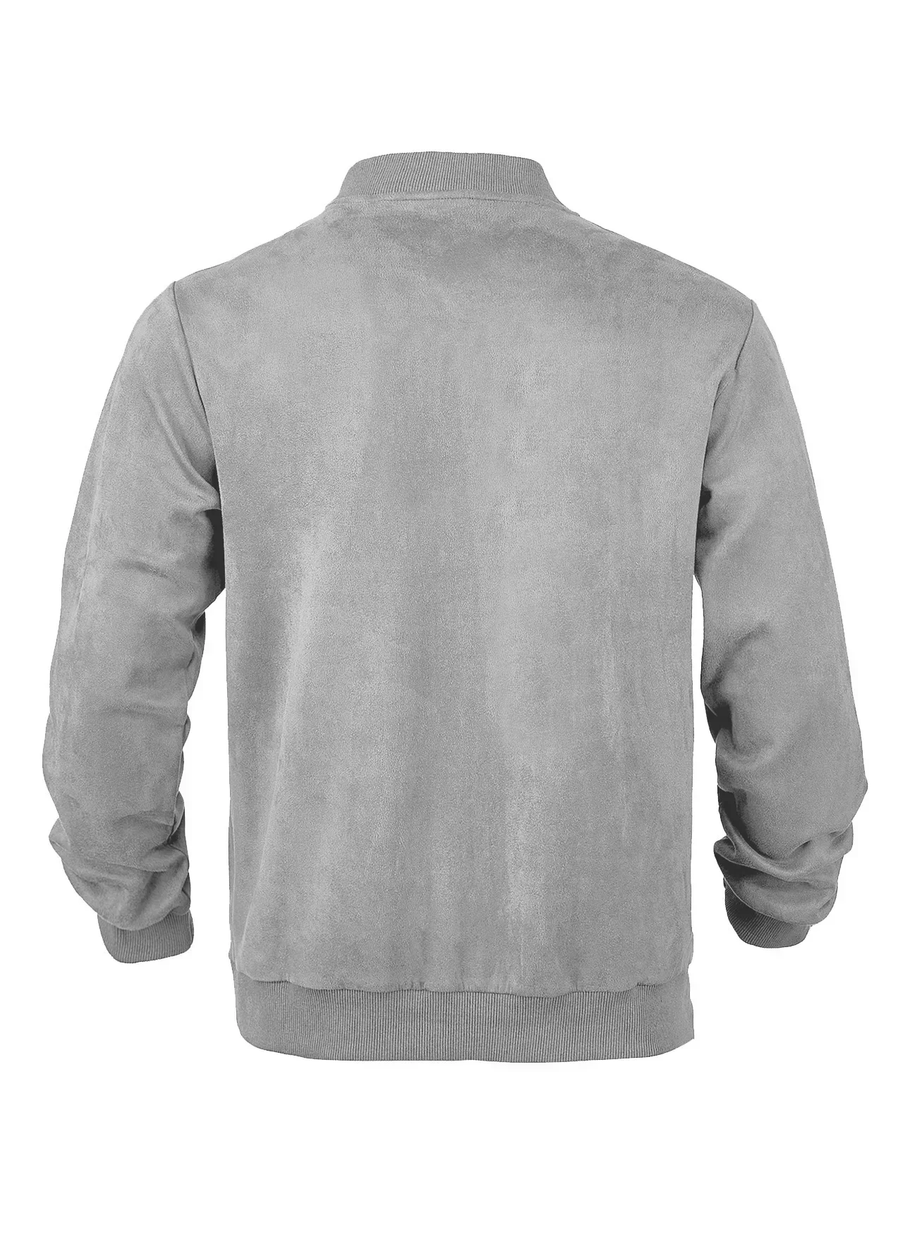 Herren-Wildlederjacke mit durchgehendem Reißverschluss, Stehkragen, lässig, langärmelig, einfarbig, leichte Streetwear-Oberbekleidung – Detail 25