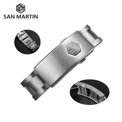 San Martin 16mm New Fly Micro Adjust Clasp Solid 316L Stainless Steel Folding For 3-Link Watch Bracelet Buckle Quality BK1642