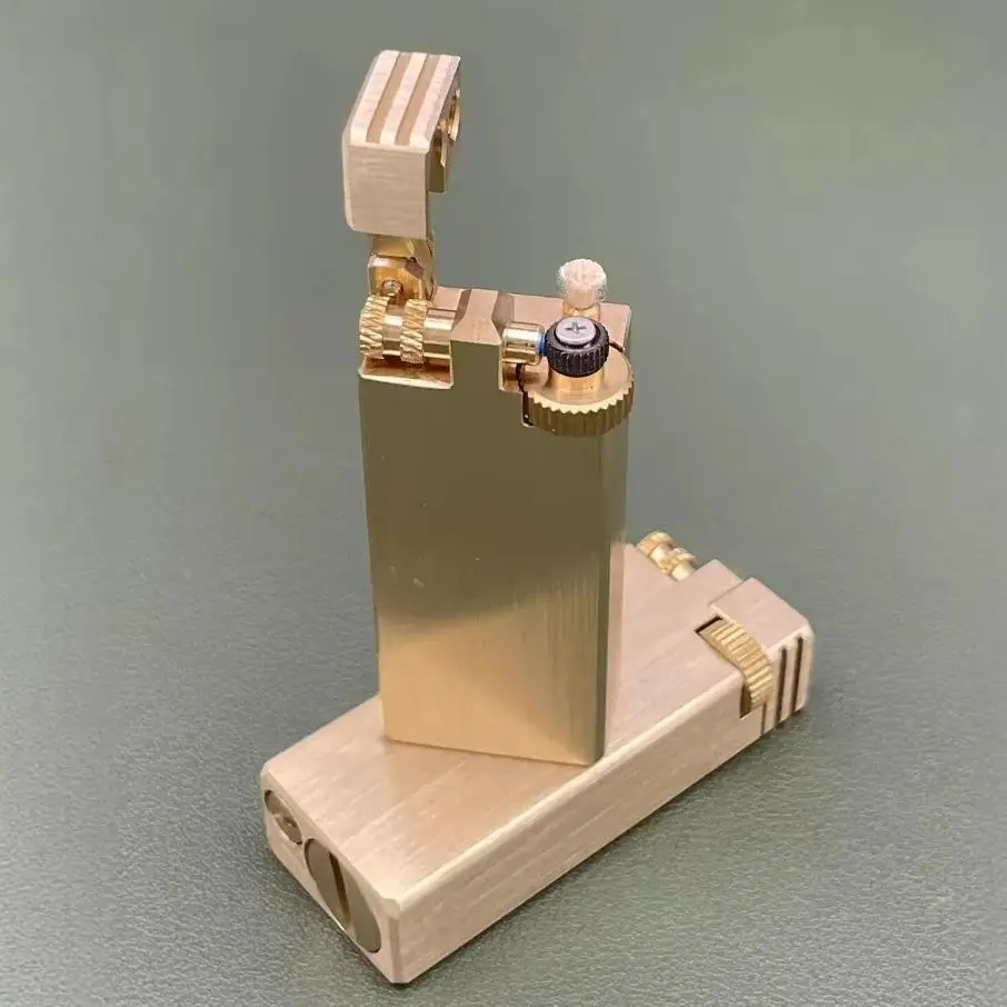 Trench Retro Lighter Handmade Brass Rare Lighter Cool Fuel Oil Lighter Lift Arm Side Sliding Grinding Wheel Men's Retro Gift