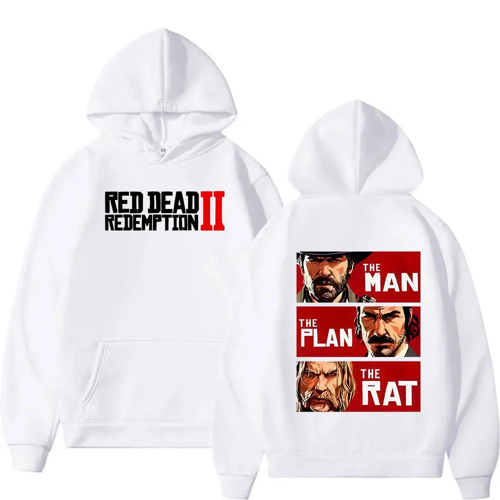 Red Dead Redemption 2 جرافيك هوديي للرجال كم طويل موضة المتضخم البلوز الصوف بلوفر أنيق هوديس الشارع الشهير