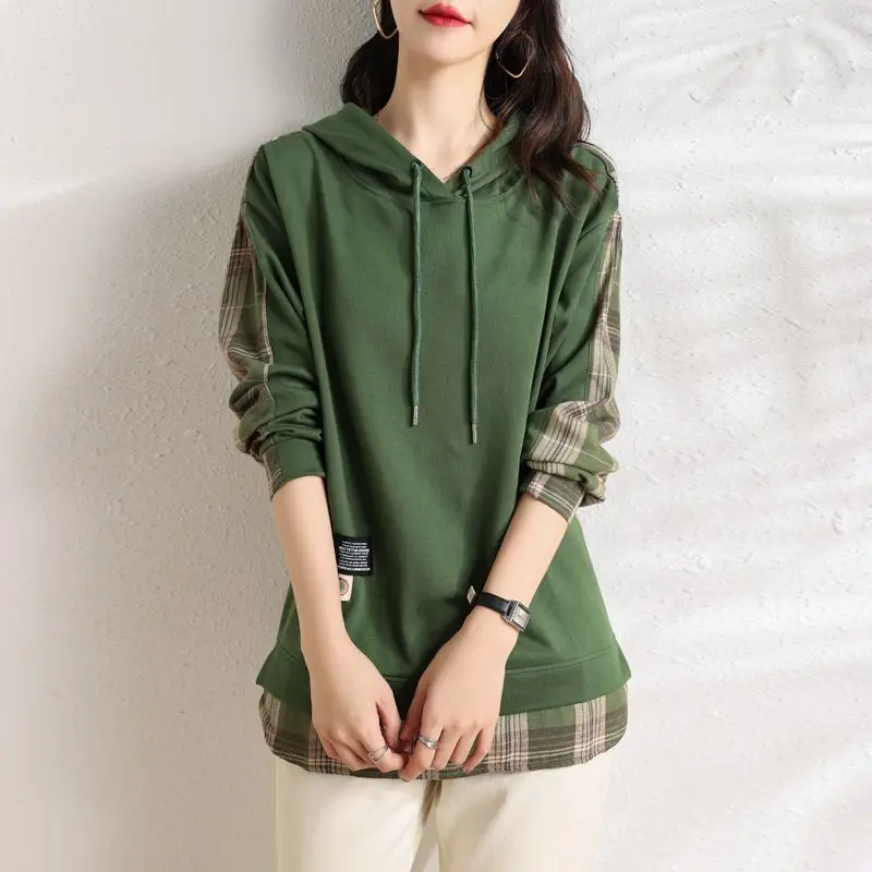 

Yellow Loose Hoodies Woman Clothing Striped Green Baggy Hooded Women's Sweatshirt Harajuku Fashion E Autumn and Winter Thick Top