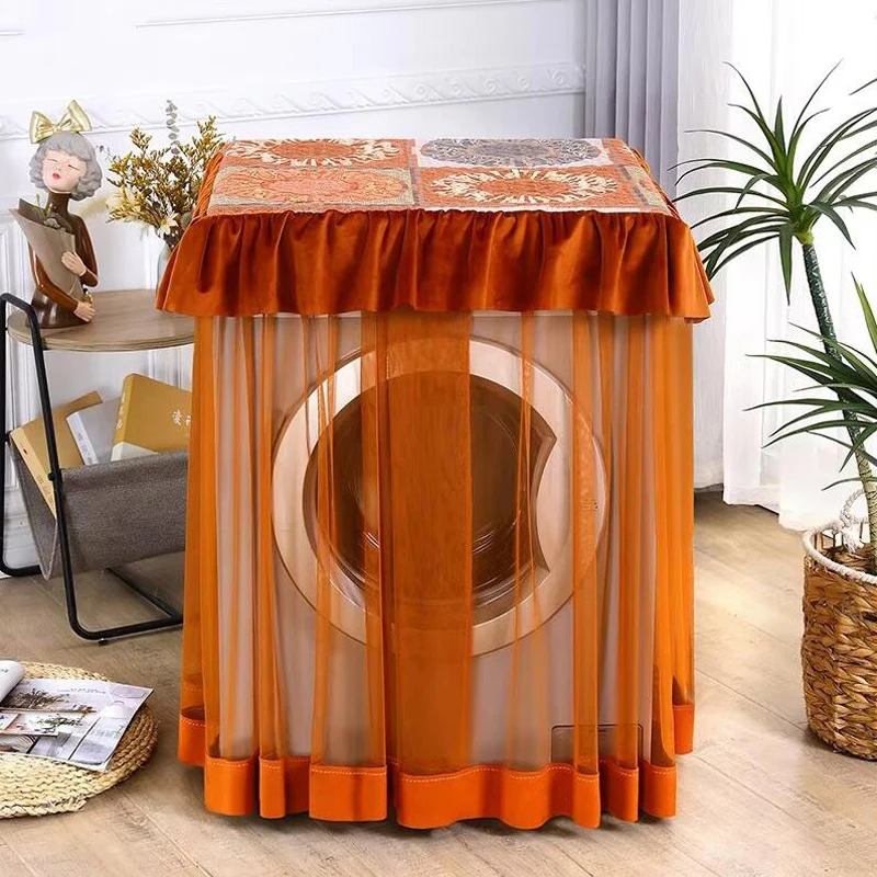 Rolling Washing Machine Dust Cover Modern Lace Style Home Washing Machine Protection Dust Cover Decoration Washing Machine Cover
