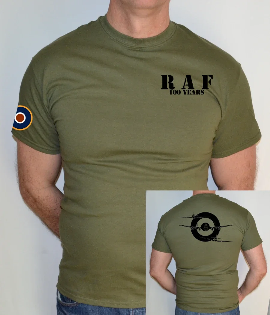

RAF 100 Years Spitfire Lancaster Flugzeug T Shirt Men's 100% Cotton Casual T-shirts Loose Top Size S-3XL