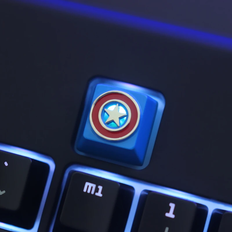 Keystone artesanal keycap para teclado mecânico escudo pentagrama anime tema de vídeo cor azul zinco liga alumínio metal personalizado