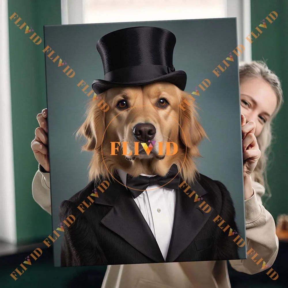 Custom Cat Dog Pet Animals Sportsman General Portrait Poster Wall Art Canvas Painting Wall Pictures For Living Room Unframed