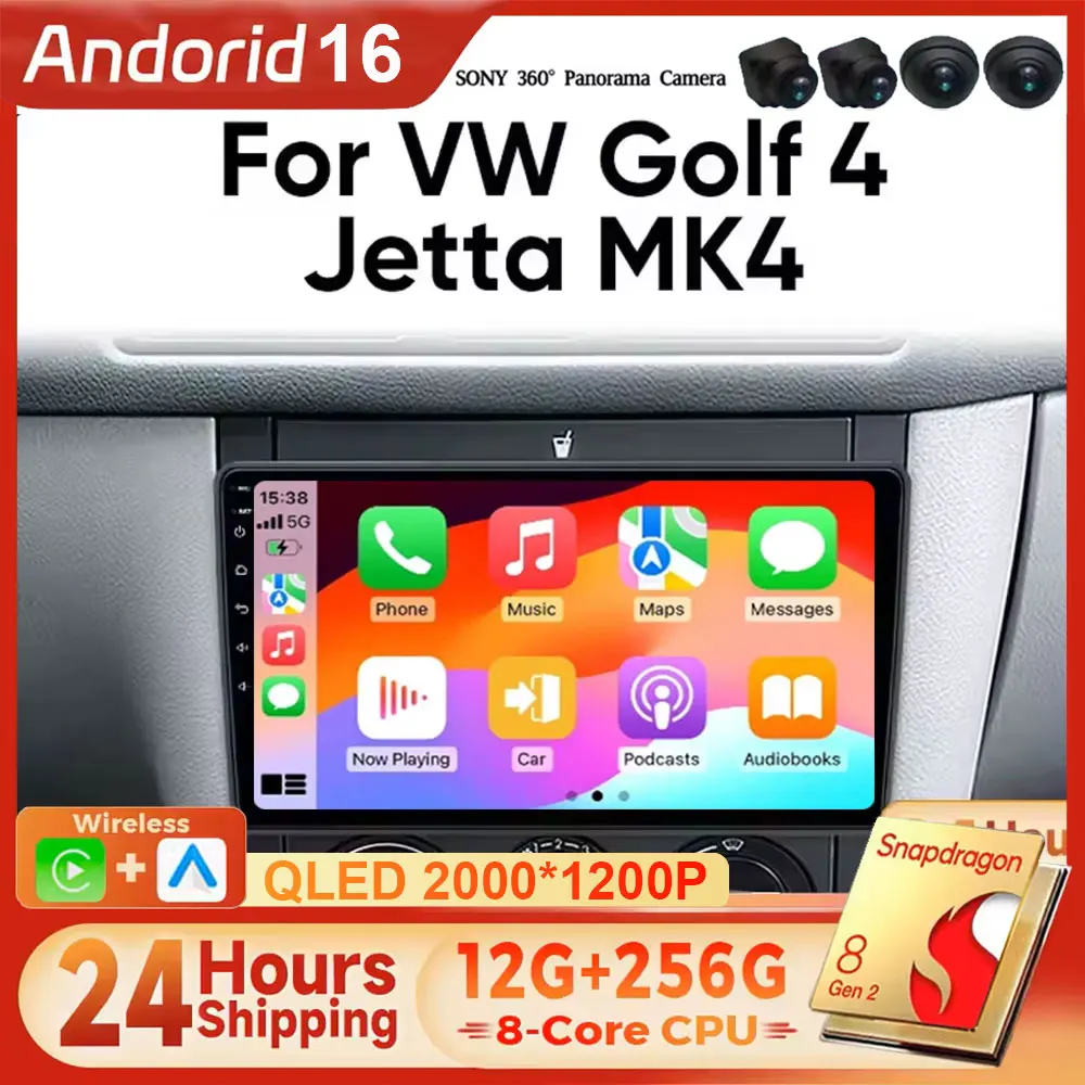 Car Radio For Volkswagen VW Golf 6 MK6 GTI 2008-2016 Wireless Carplay Android 16 Auto Radio Car Multimedia 5G DSP 48EQ 2 Din DVD